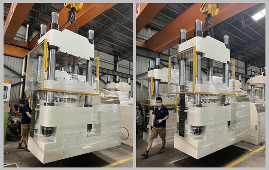 कस्टम रंग 600 टन मेलामाइन मोल्डिंग मशीन शिपमेंट